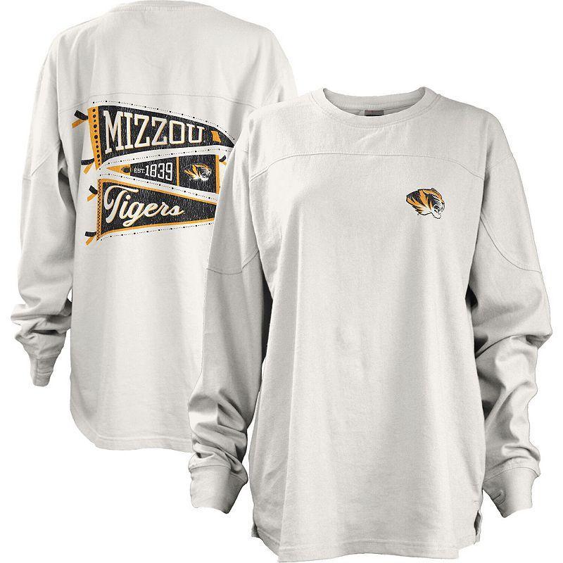 Womens Pressbox Missouri Tigers Pennant Stack Oversized Long Sleeve T-Shirt Product Image