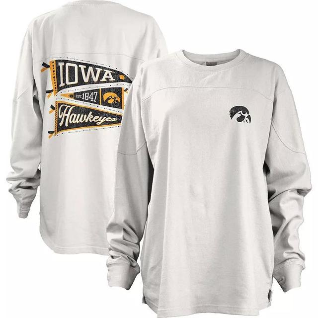 Womens Pressbox Iowa Hawkeyes Pennant Stack Oversized Long Sleeve T-Shirt Product Image