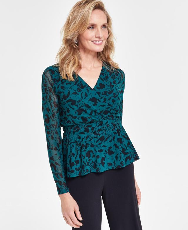 I.n.c. International Concepts Womens Printed Surplice-Neck Top, Created for Macys Product Image