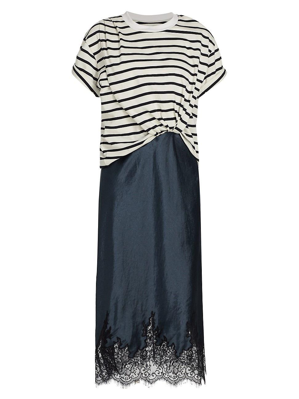 Womens Striped T-Shirt Slip Combo Dress Product Image