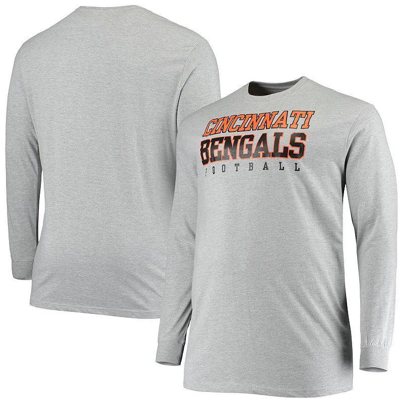 Mens Fanatics Branded Heathered Gray Cincinnati Bengals Big & Tall Practice Long Sleeve T-Shirt Grey Product Image