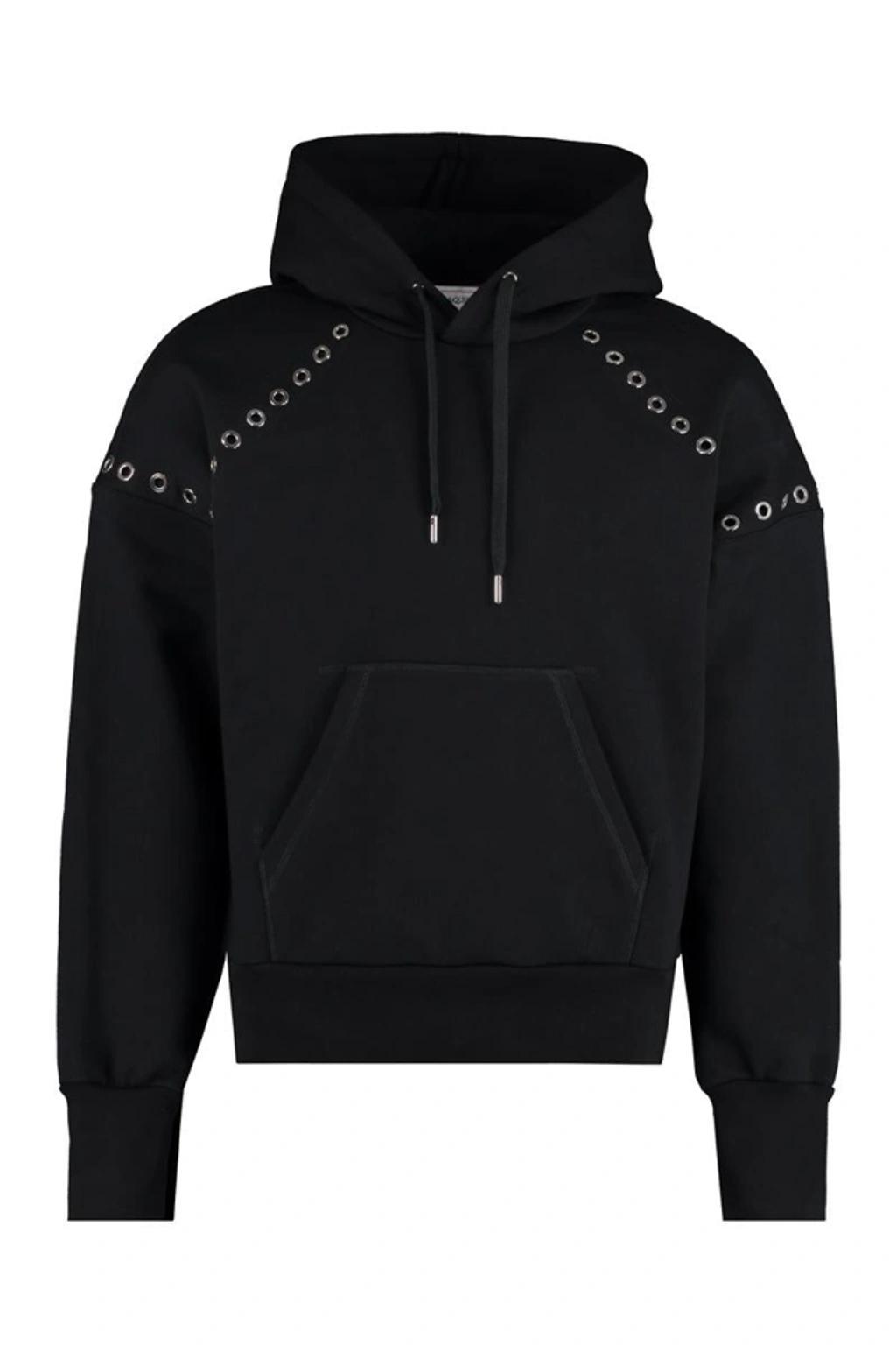 Eyelets Hooded Sweatshirt In Black Product Image