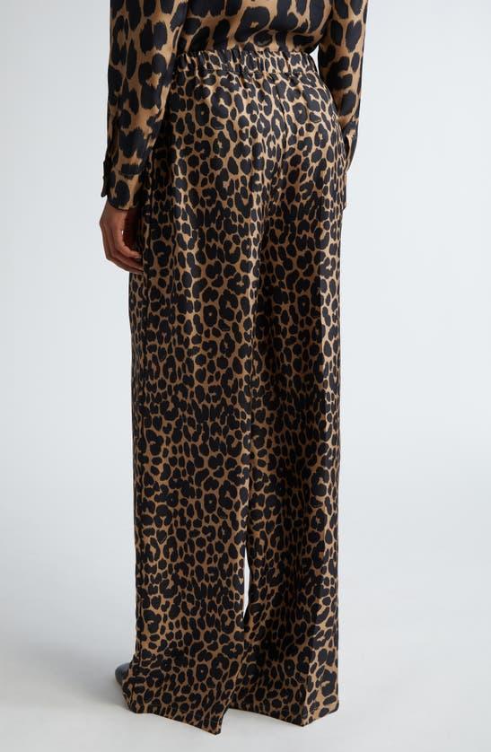 MAX MARA Ghinea Leopard Print Silk Wide Leg Pants Product Image