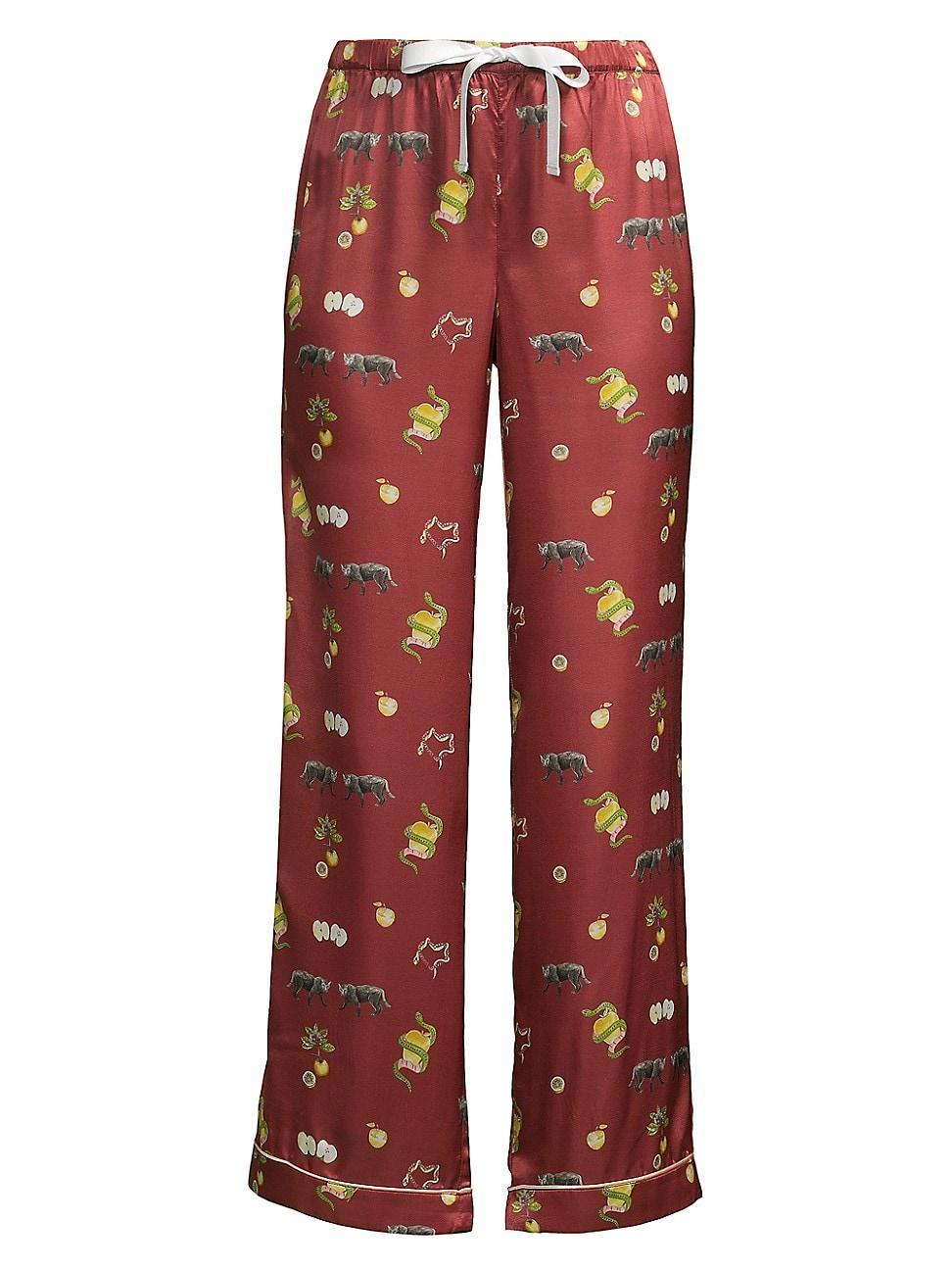 Womens Chantal Printed Satin Drawstring Pants Product Image