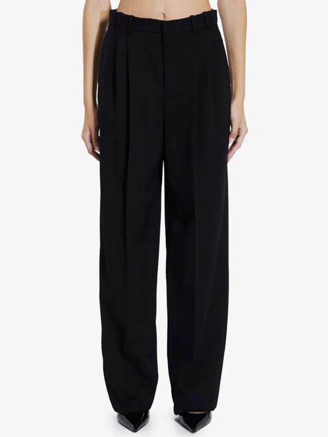 Women's Wool Wide Trousers In Black Product Image