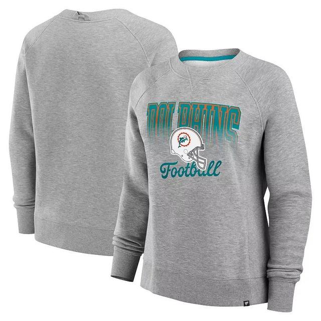 Womens Fanatics Heather Gray Miami Dolphins Hit Hard Fleece Pullover Sweatshirt Product Image