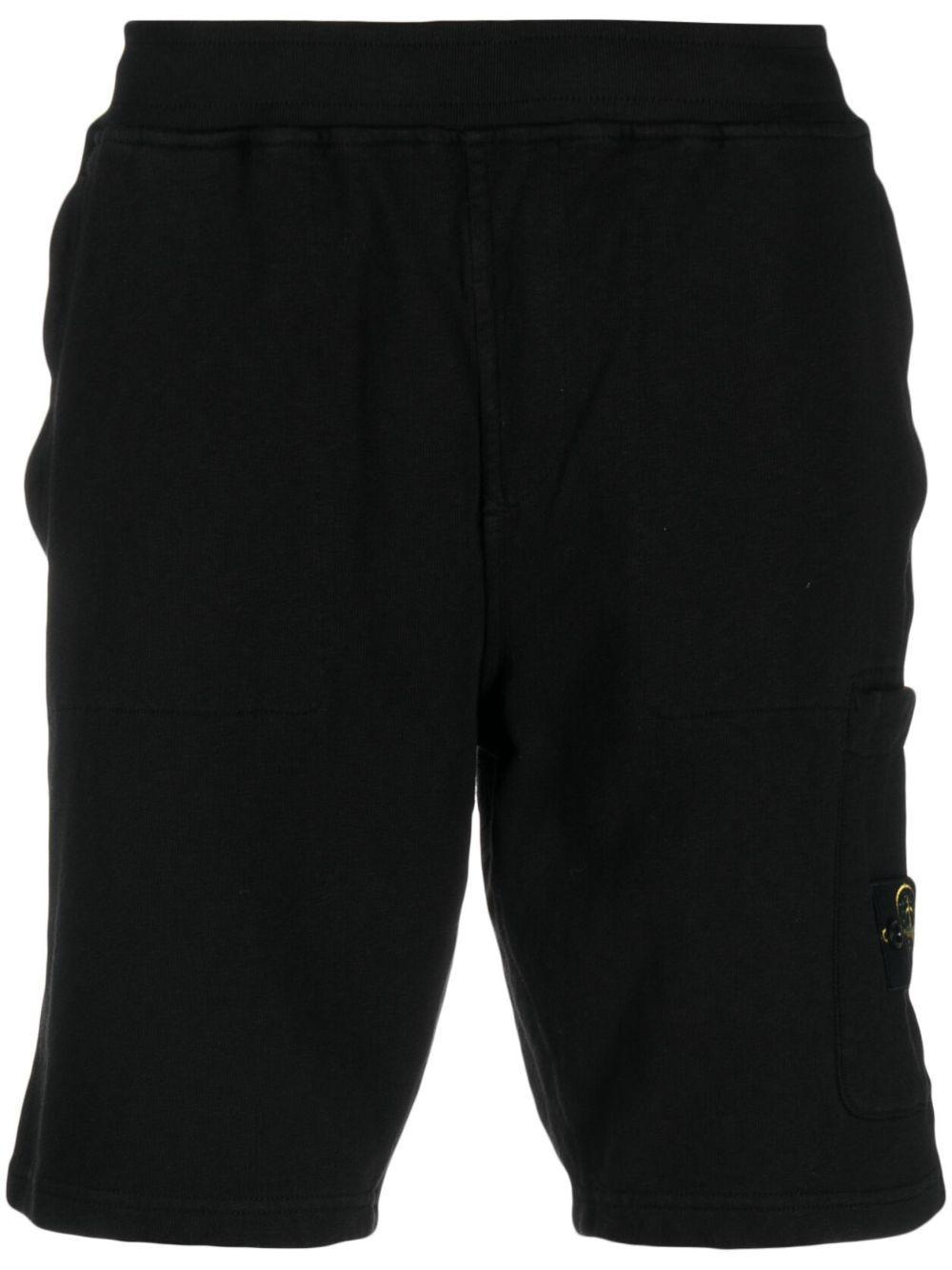 STONE ISLAND Side Logo-patch Elasticated-waistband Shorts In Black Product Image