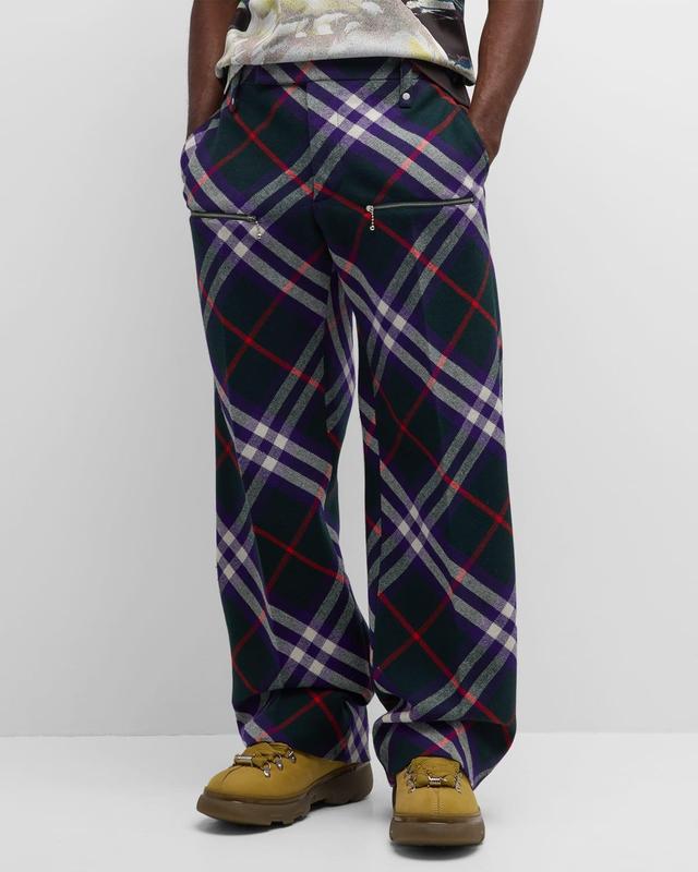 Mens Multi-Check Pants with Zippers Product Image