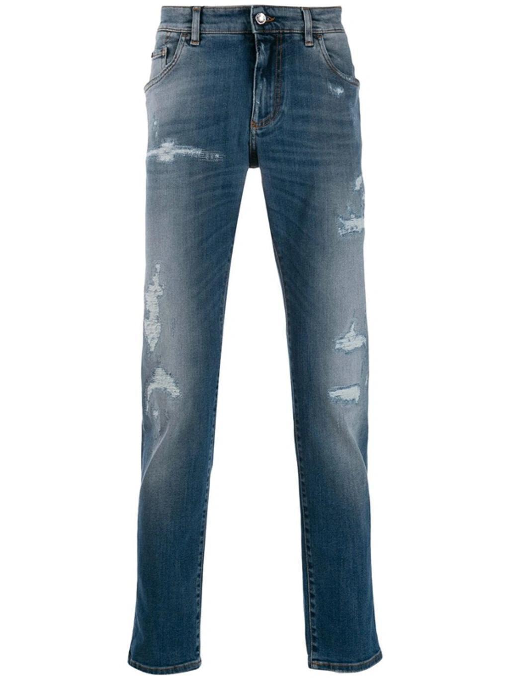 Distressed Slim Jeans In Blue Product Image