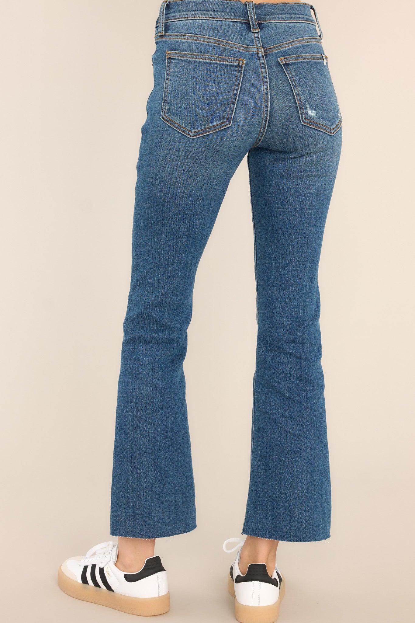 The Fun Side Medium Wash Cropped Flare Jeans Blue Product Image