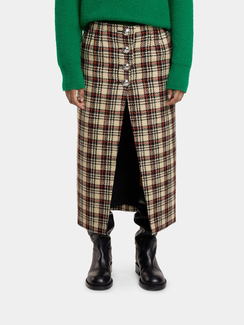 LONG SKIRT IN WOOL TARTAN Product Image