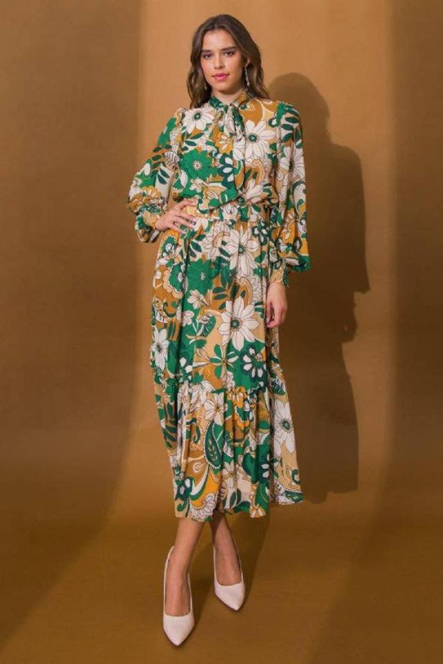 Floral Printed Woven Midi Dress Product Image