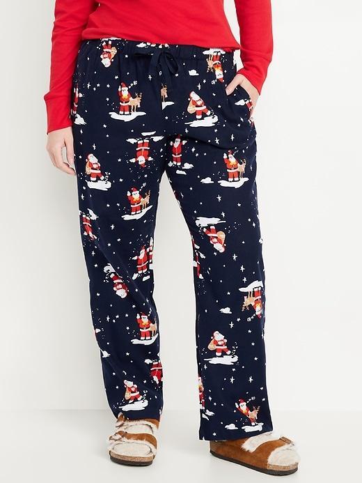 Mid-Rise Printed Flannel Pajama Pants Product Image