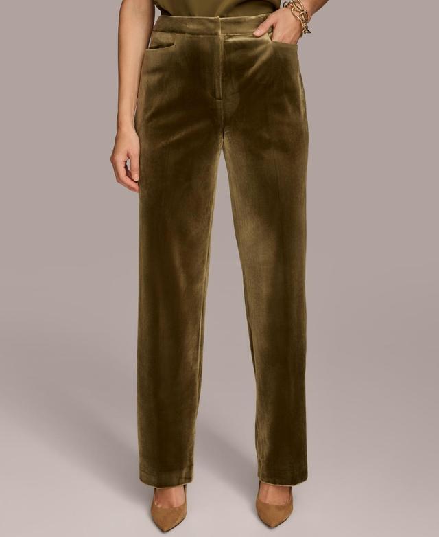 Donna Karan New York Womens Velvet Straight-Leg Pants Product Image