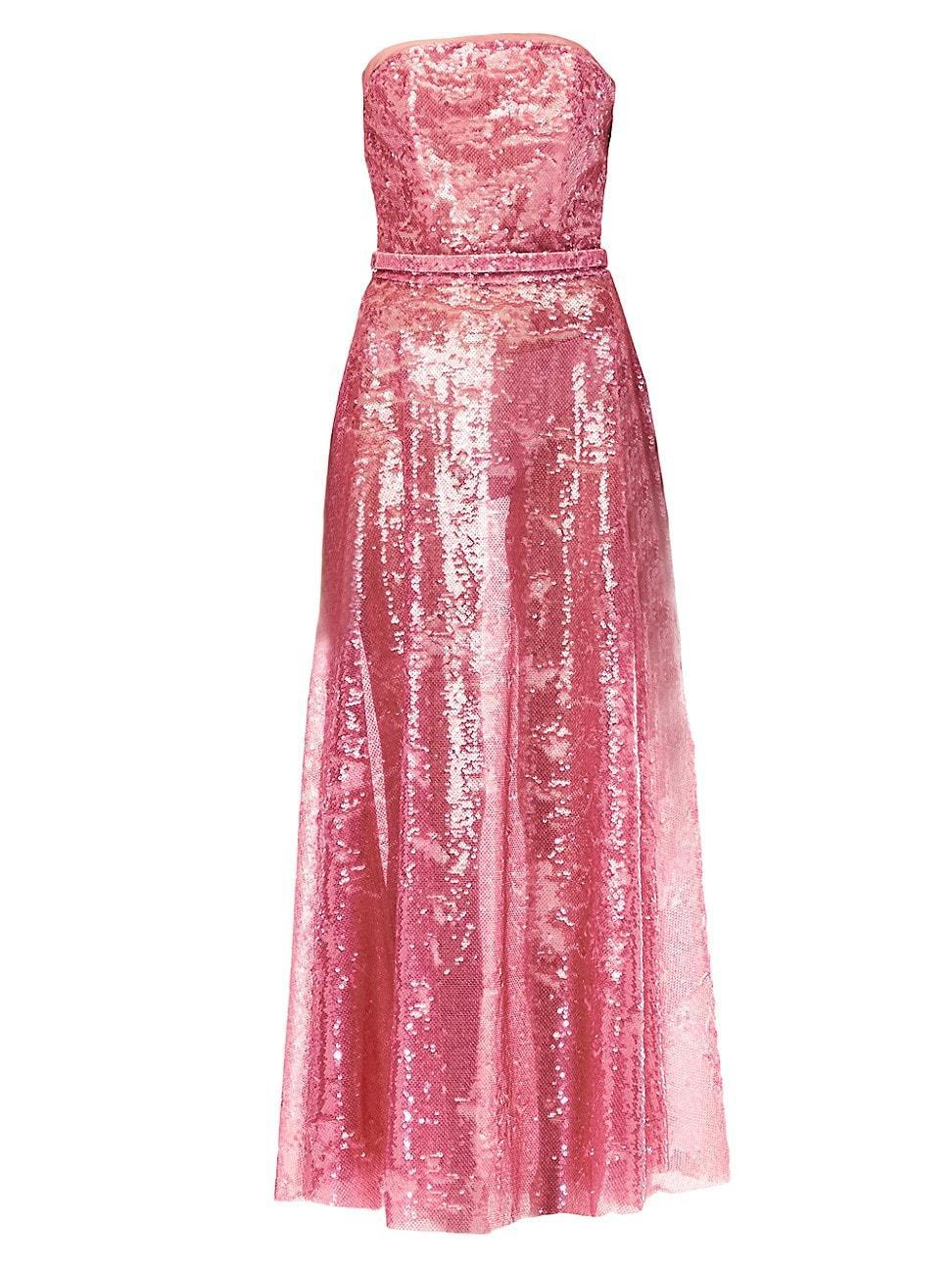 Womens Sequined Strapless Maxi Dress Product Image