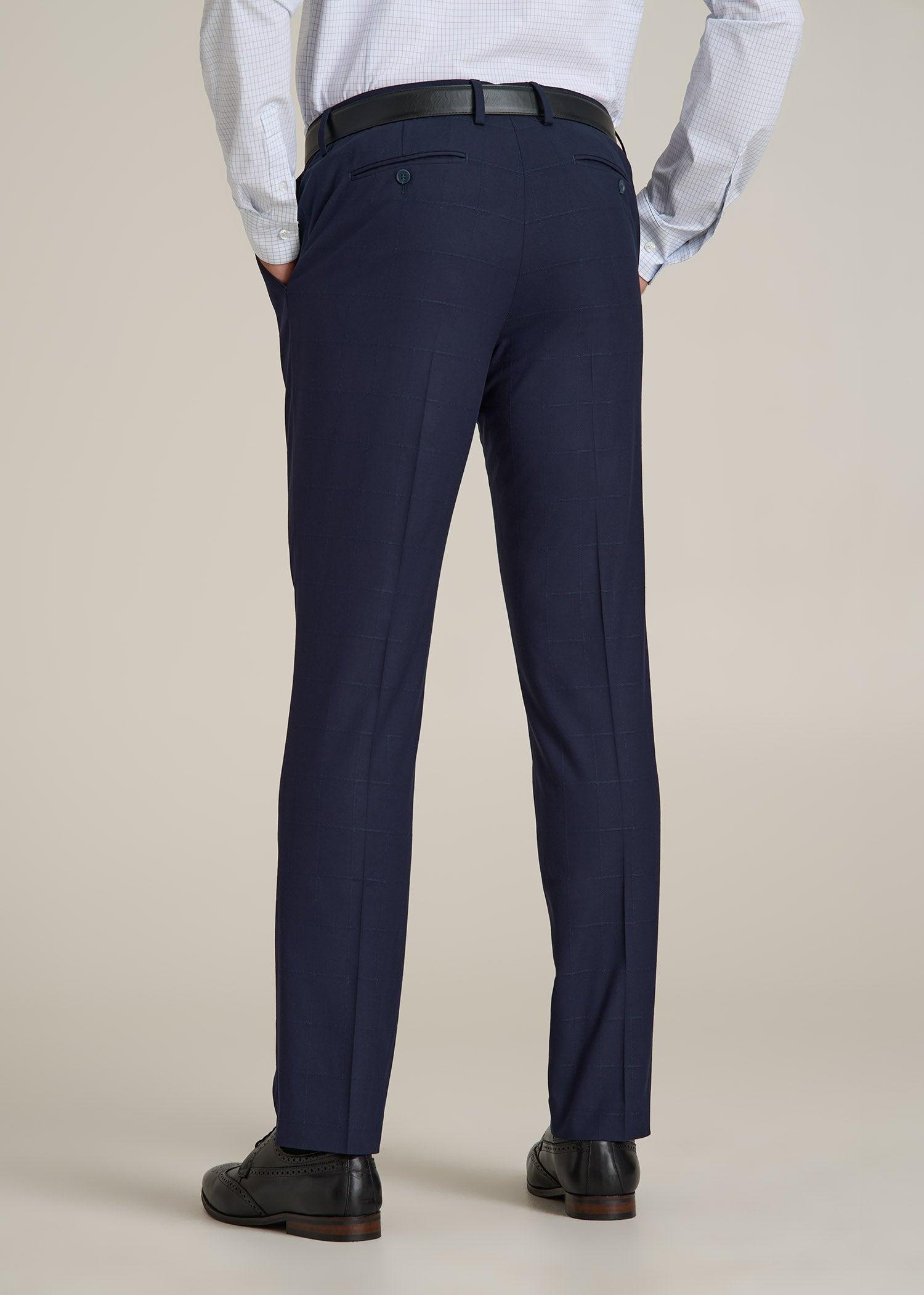 Suit Trousers for Tall Men in Blue Windowpane Male Product Image