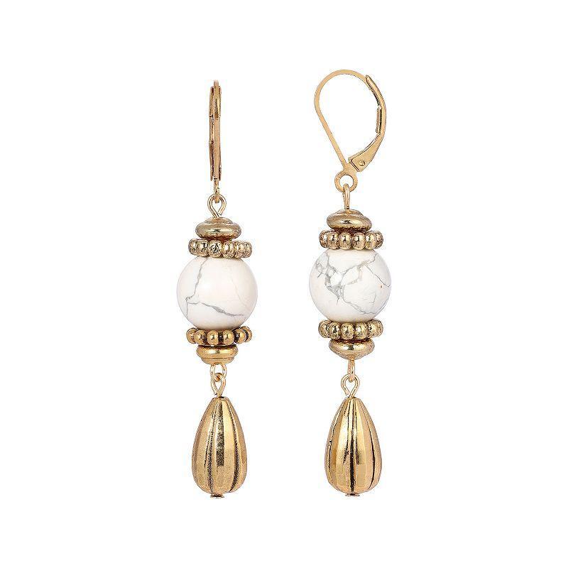 2028 Semi-Precious Fluted Bead Lever Back Earrings Product Image