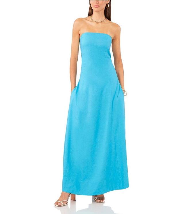 1. STATE Strapless Linen Smocked Back Pocketed A-Line Dress Product Image