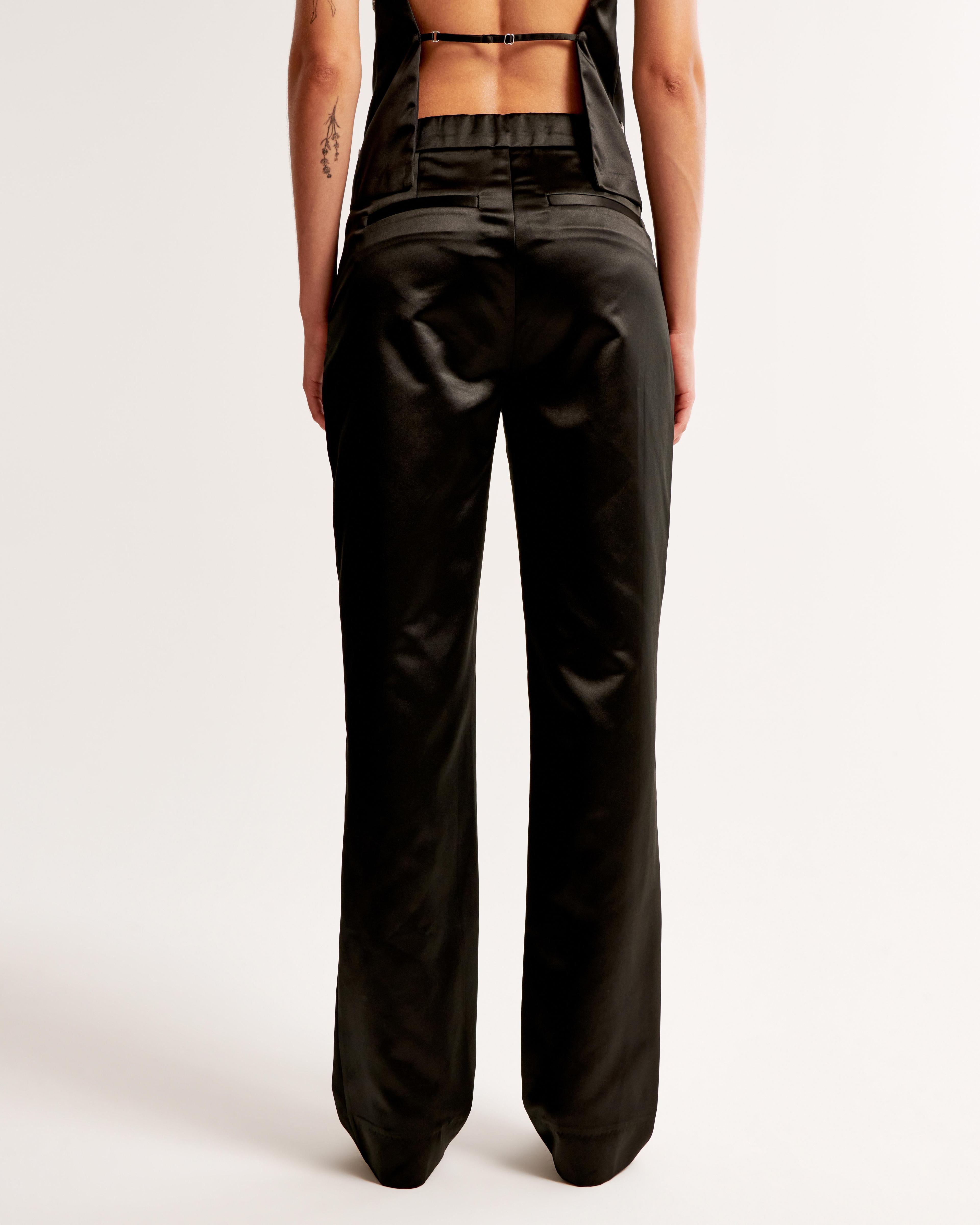 High Rise Tailored Straight Satin Pant Product Image