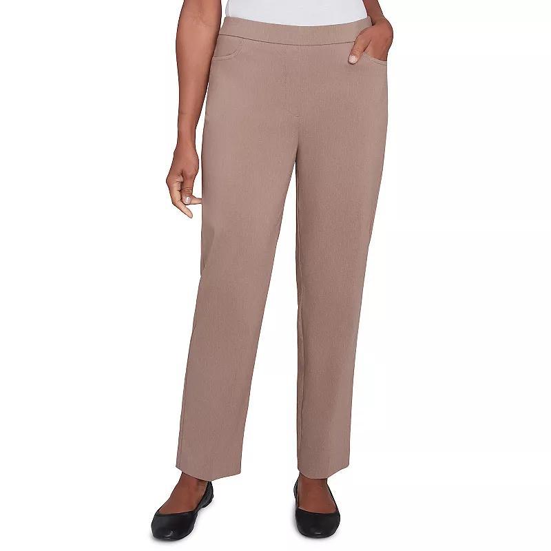 Petite Alfred Dunner Classic Balanced Short Mid-Rise Pants, Womens Fawn Grey Product Image