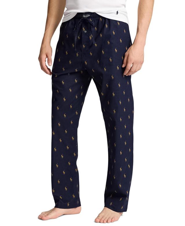 Polo Ralph Lauren Mens Flannel Pony-Print Pajama Pants - MOSS AGATE Product Image