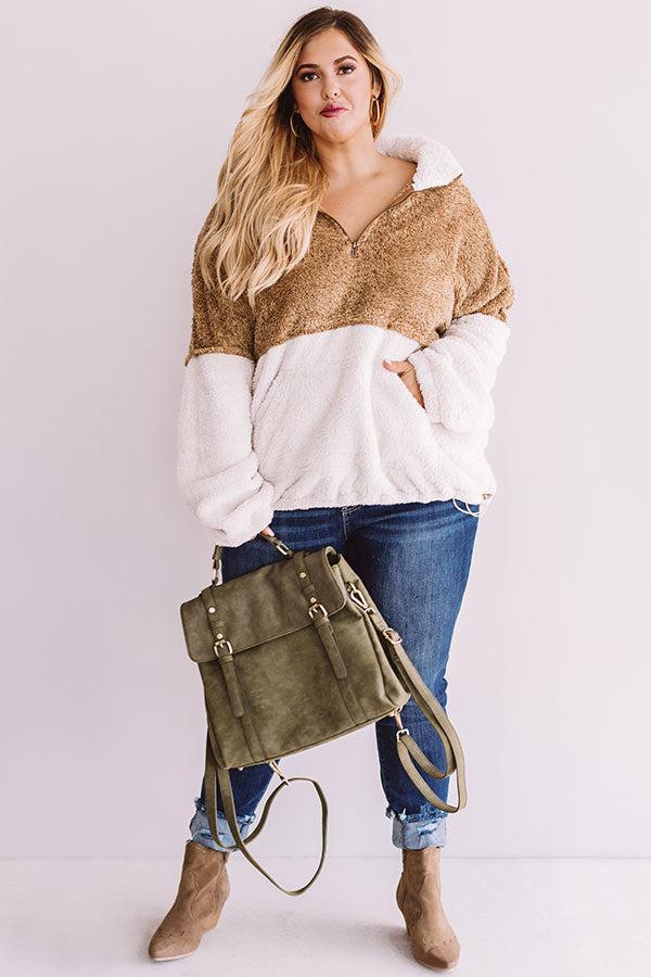 More Lattes, Please Sherpa Pullover In Iced Mocha  Curves Product Image