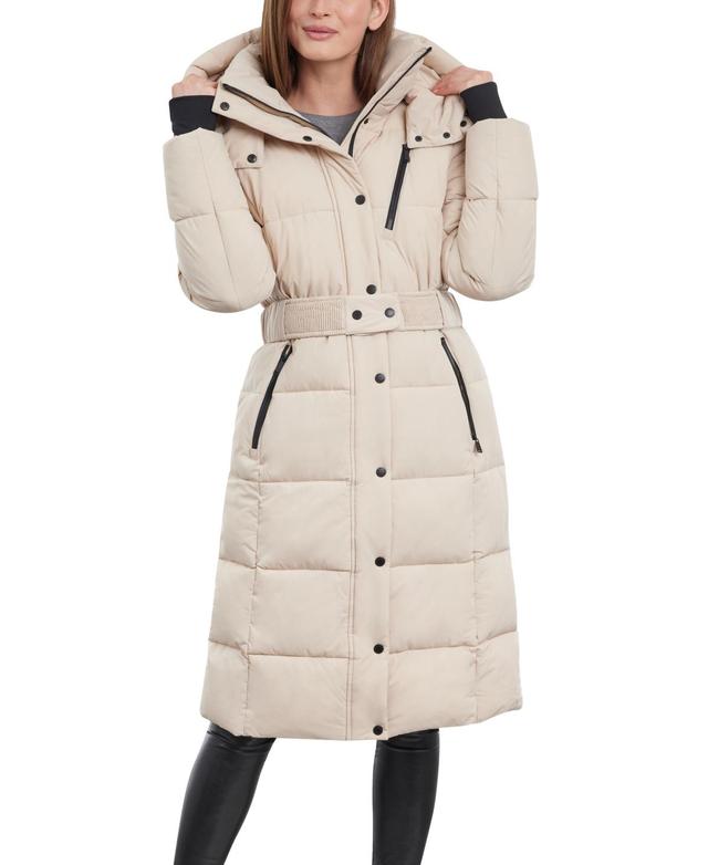 BCBGeneration Womens Belted Hooded Puffer Coat Product Image