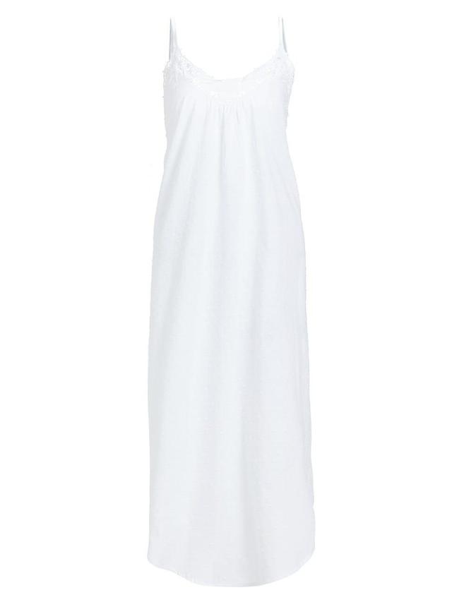 Womens Lace-Trimmed Swiss Dot Cotton Nightgown Product Image