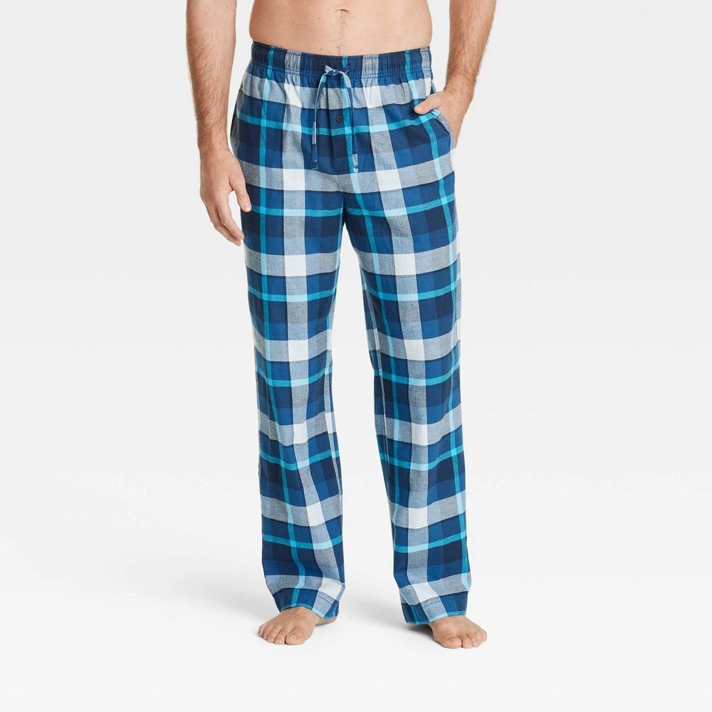 Men's Plaid Flannel Pajama Pants - Goodfellow & Co™ Blue M Product Image