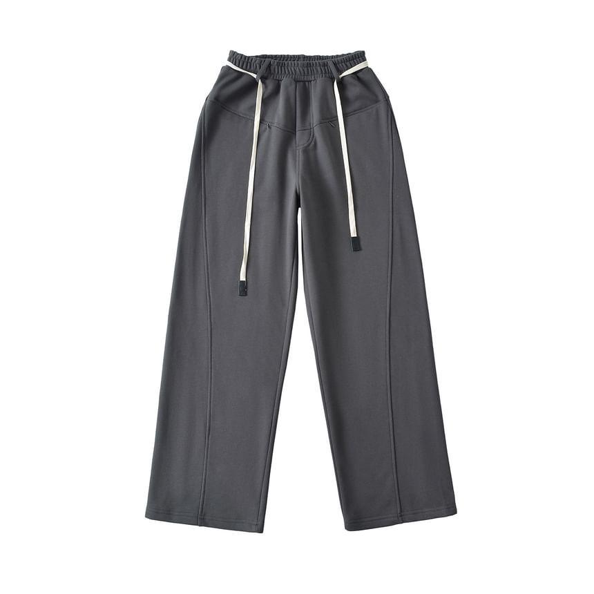 Drawstring Waist Wide Leg Sweatpants Product Image