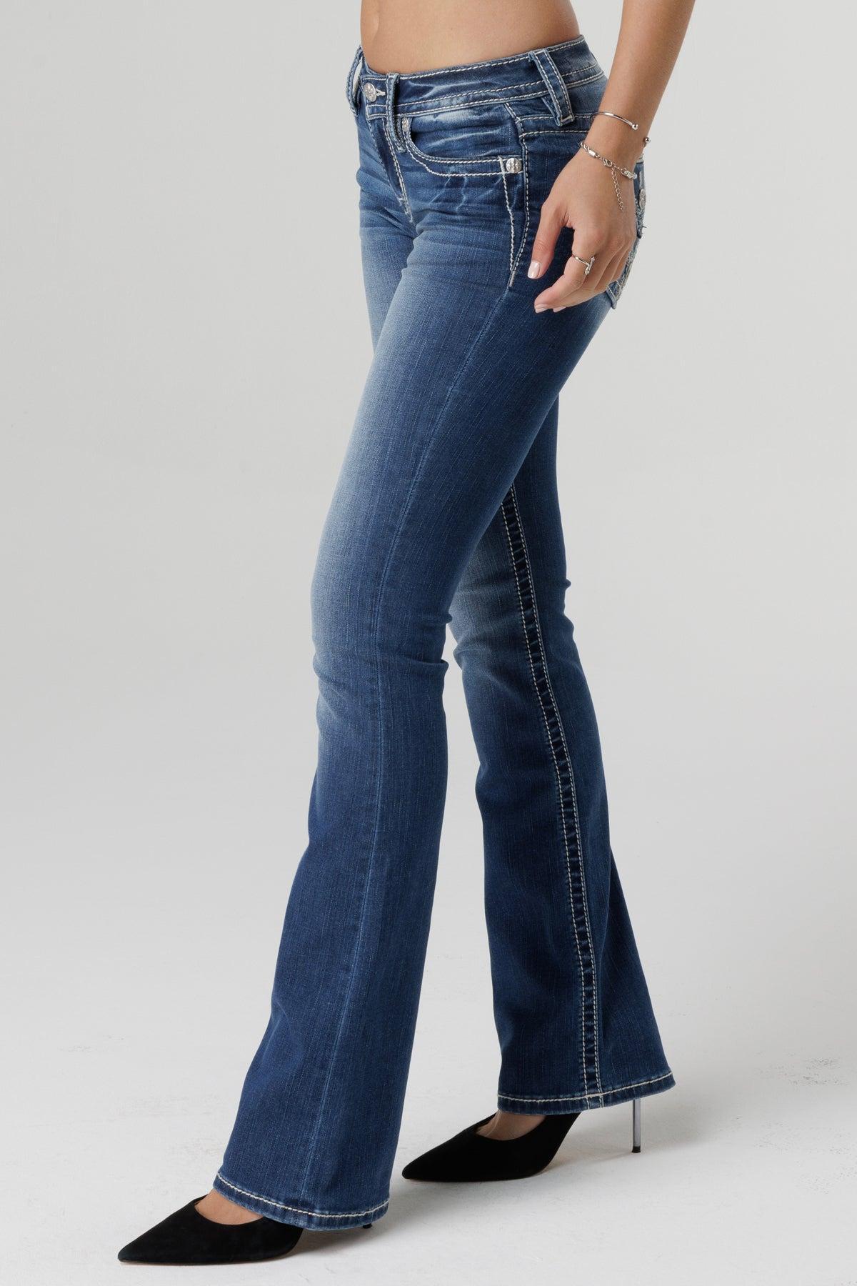 Stitched and Jaded Bootcut Jeans Product Image