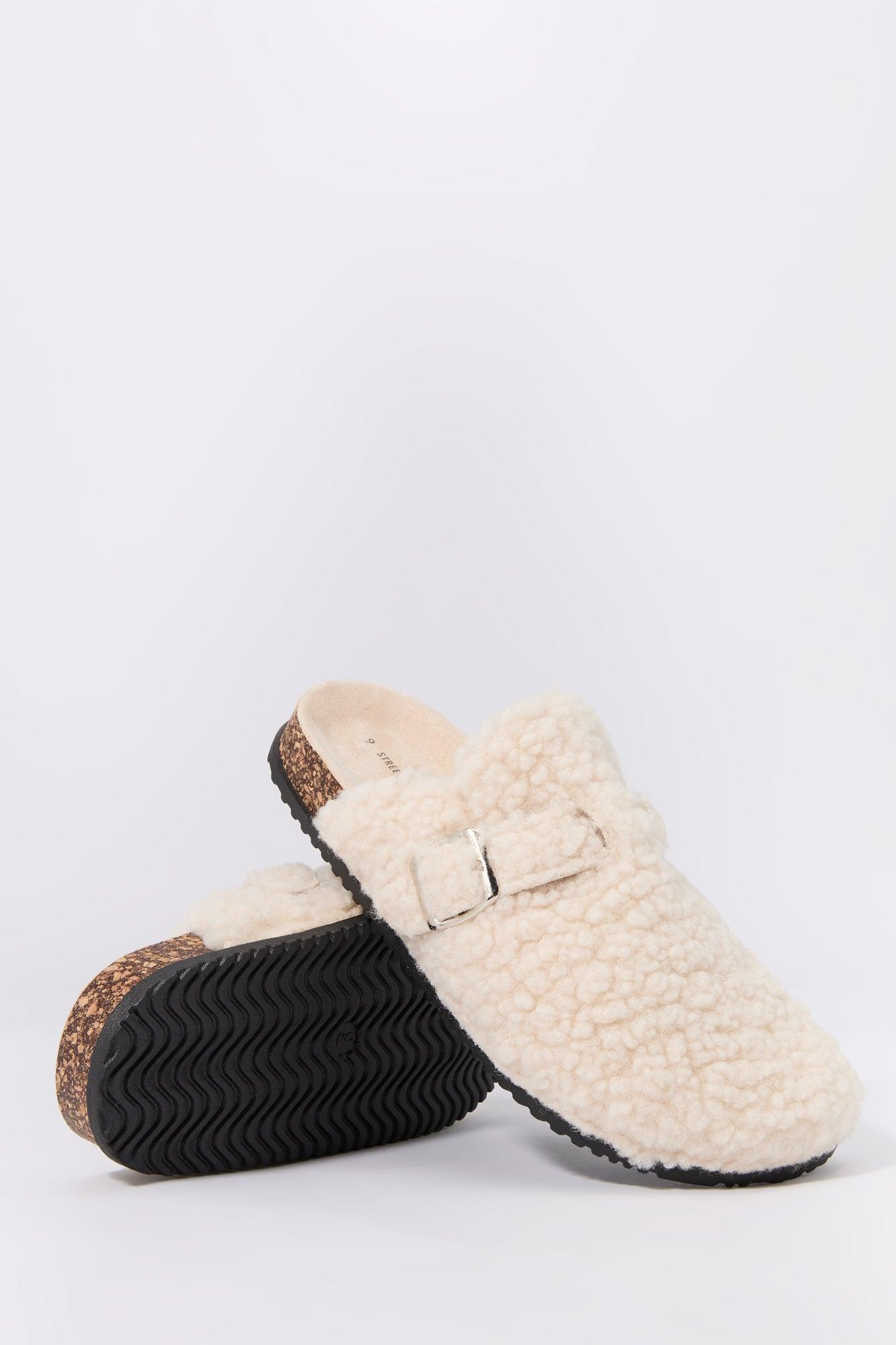 Faux Fur Cork Slipper Slides Female Product Image