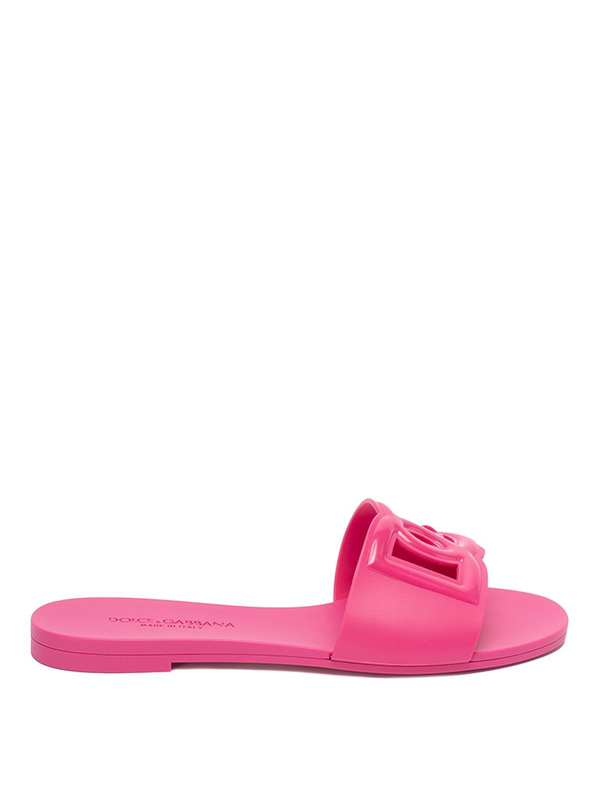 DOLCE & GABBANA Fuchsia Flats With Cut-out Band And Dg Logo In Soft Rubber Woman Product Image