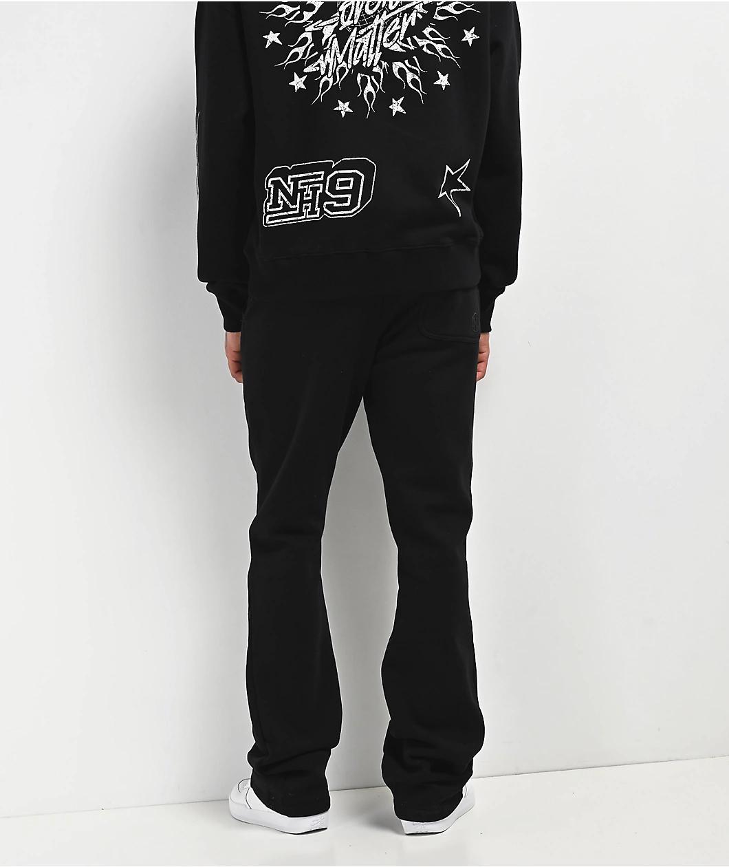 Ninth Hall Flame Black Stacked Flare Sweatpants Product Image