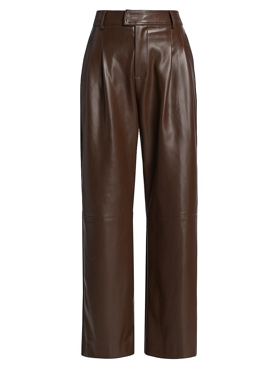 Womens Halle Faux Leather Wide-Leg Pants product image