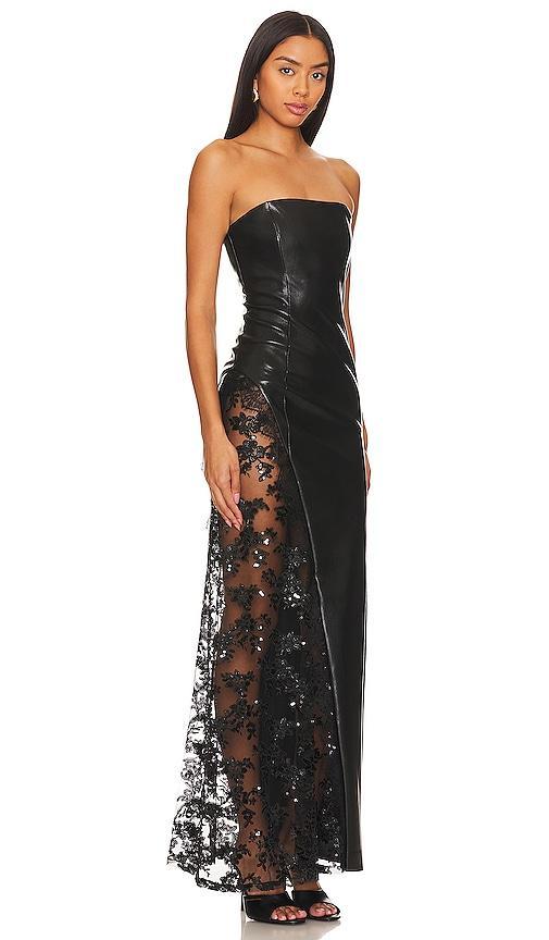 Alice + Olivia Retha Faux Leather Lace Maxi Dress Product Image