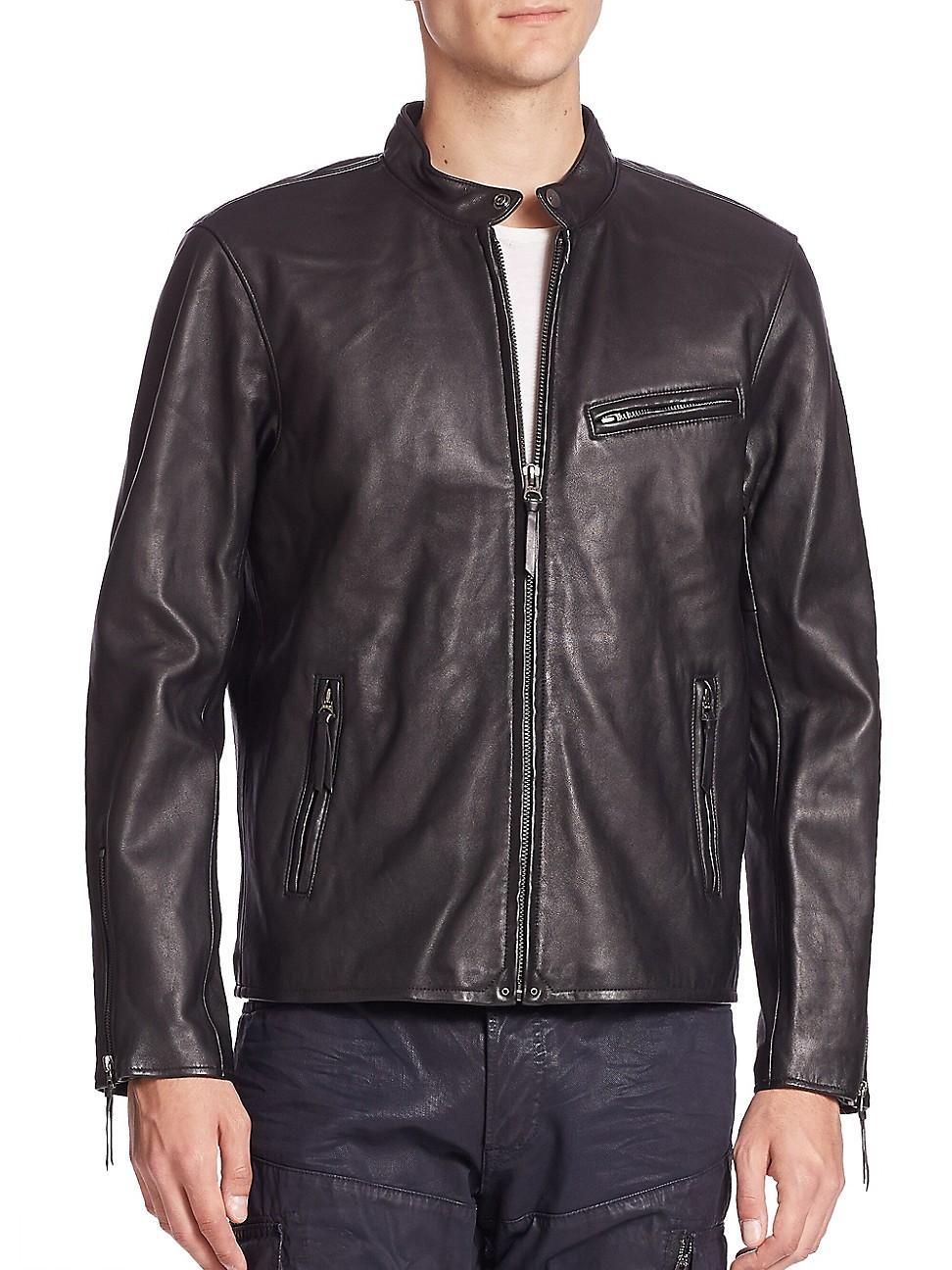 Polo Ralph Lauren Lambskin Leather Cafe Racer Jacket Product Image