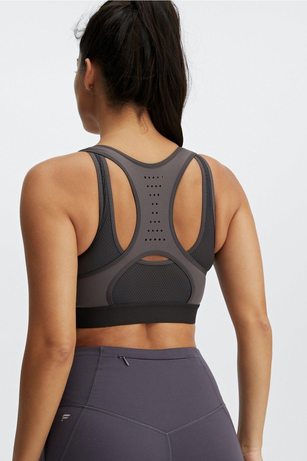 Fabletics Elsie High Impact Run Sports Bra Womens Mid-Grey/Phantom Size XS Product Image