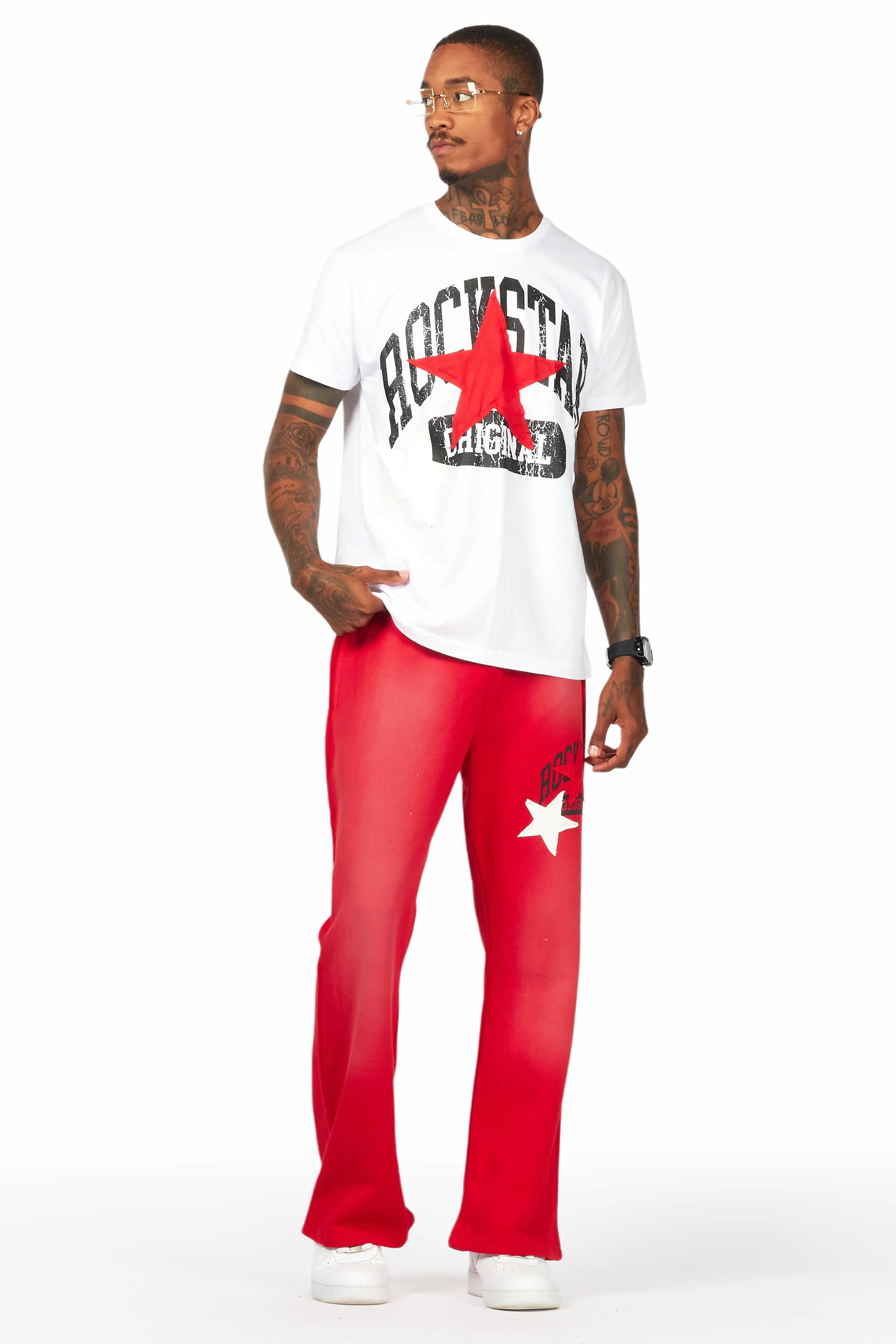 Mallor White/Red T-Shirt/Stacked Track Set Male Product Image