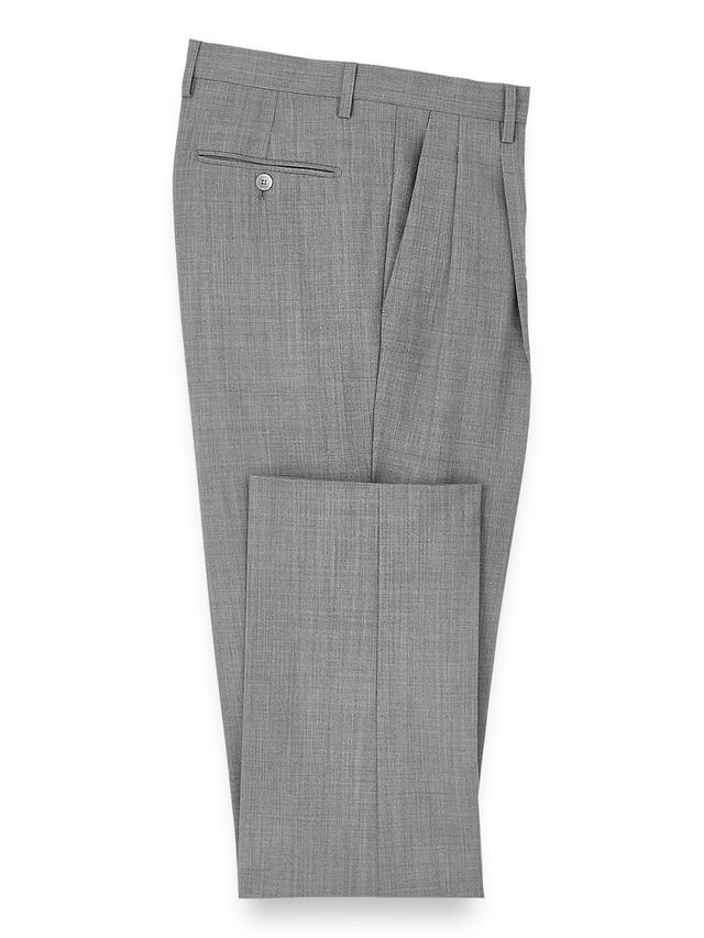 Wool Stretch Bengaline Pleated Suit Pants Product Image