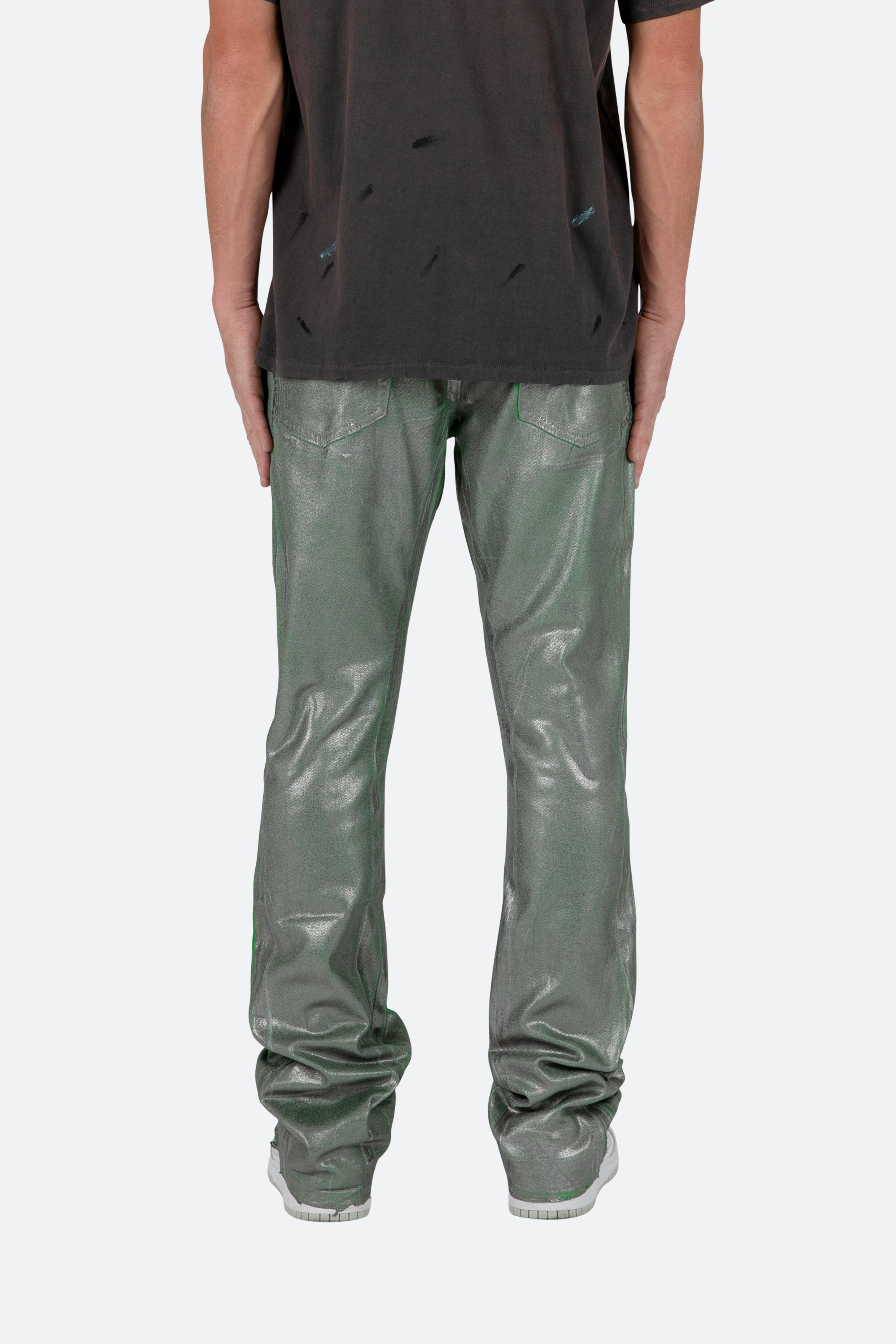 B427 Metallic Flare Denim - Green Male Product Image