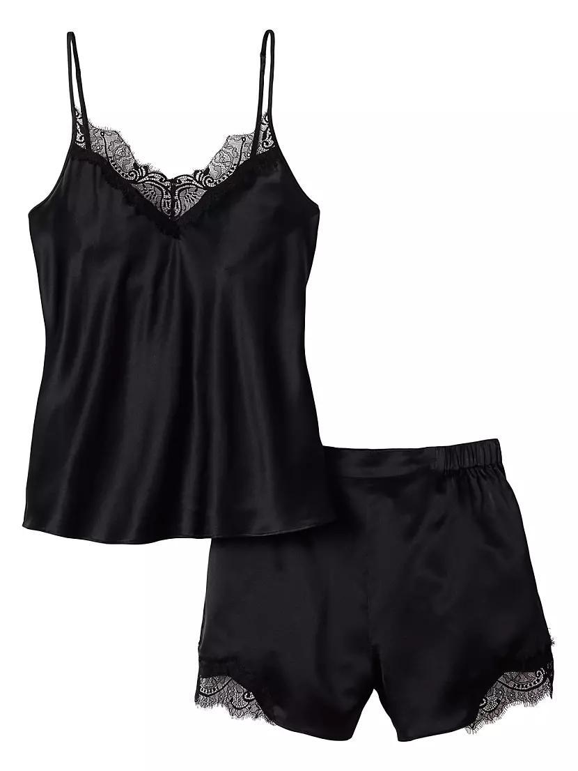 Mulberry Silk Lace Cami & Shorts Pajama Set Product Image