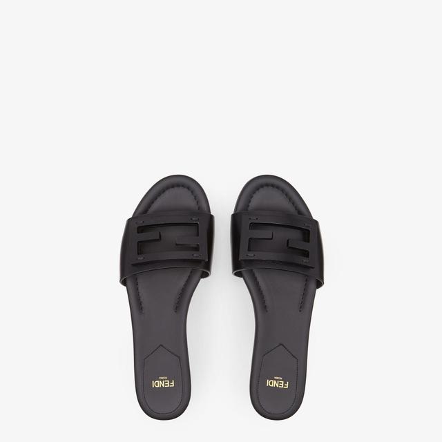 BaguetteBlack leather slides Product Image