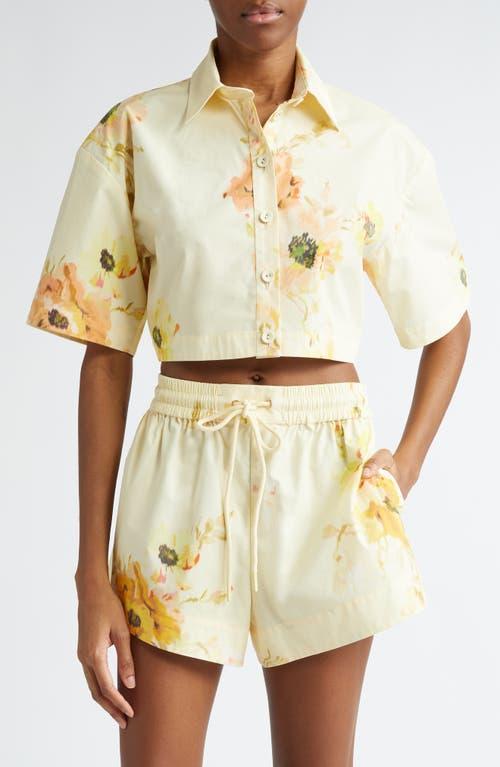 ZIMMERMANN Lightburst Cropped Floral Cotton Shirt In Yellow Product Image