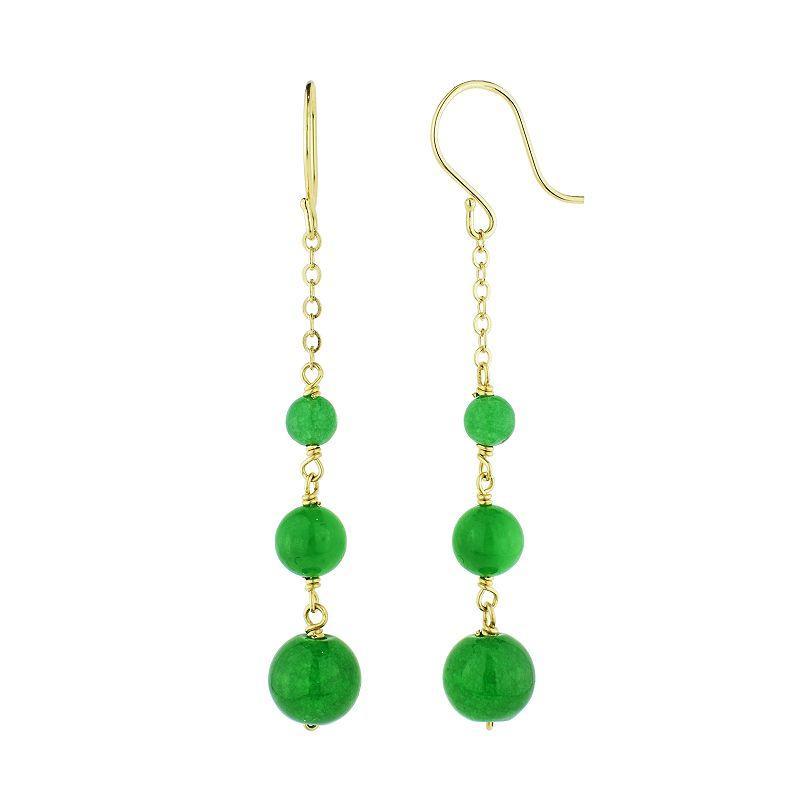 Jewelmak 14k Gold Dyed Green Jade Dangle Earrings, Womens Product Image