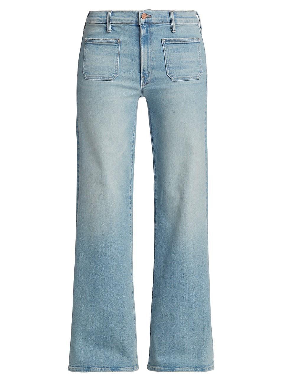 Womens Patch Pocket Wide-Leg Jeans Product Image