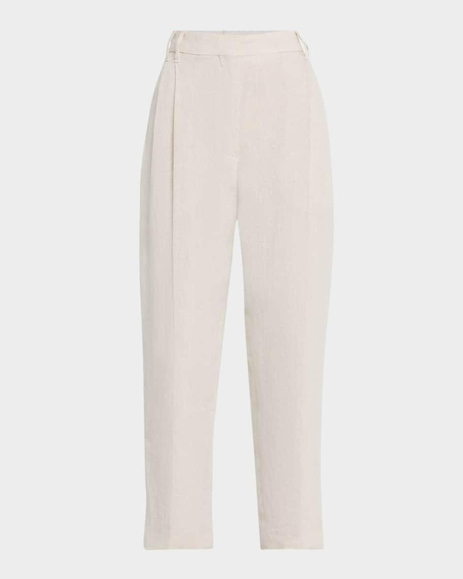 Sparkling Canvas Linen Cropped Trousers Product Image