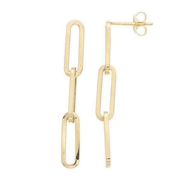 Au Naturale 14k Gold Paper Clip Chain Earrings, Womens, Yellow Product Image