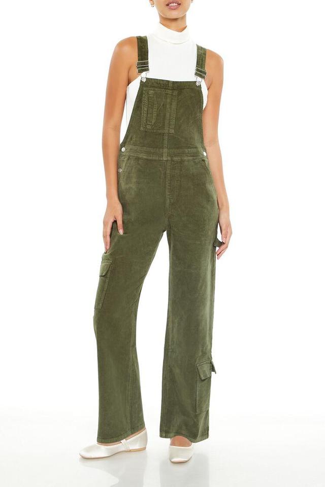 Corduroy Straight Cargo Overalls | Forever 21 Product Image