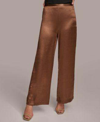 Donna Karan Womens Wide-Leg Satin Pants product image